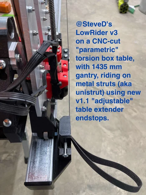 LowRider 3 CNC: Table extenders dùng metal struts + hỗ trợ endstop/tensioner v1.1 - Image 4