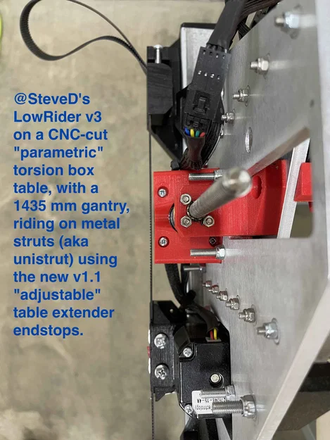 LowRider 3 CNC: Table extenders dùng metal struts + hỗ trợ endstop/tensioner v1.1 - Image 5