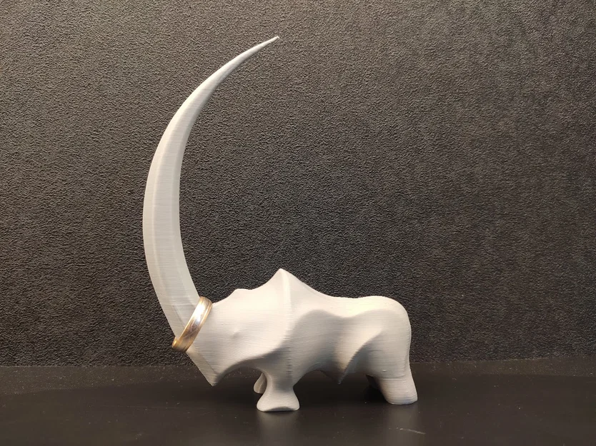 Mô hình tượng tê giác (Stylized Rhino) - Giá đỡ nhẫn in 3D nghệ thuật - Image 1