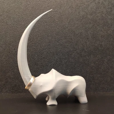 Mô hình tượng tê giác (Stylized Rhino) - Giá đỡ nhẫn in 3D nghệ thuật