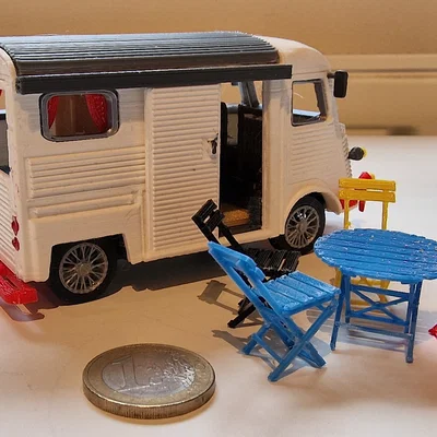 Mô hình xe cắm trại Citroen Type H 1952 in 3D tỉ lệ 1:34