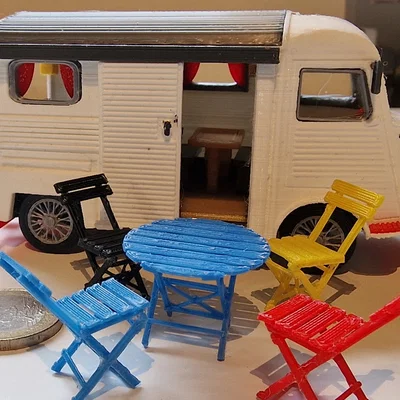 Mô hình xe cắm trại Citroen Type H 1952 in 3D tỉ lệ 1:34