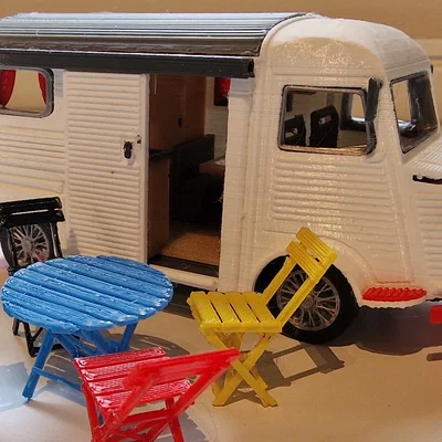 Mô hình xe cắm trại Citroen Type H 1952 in 3D tỉ lệ 1:34