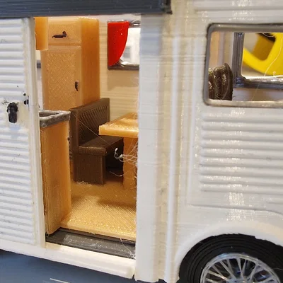 Mô hình xe cắm trại Citroen Type H 1952 in 3D tỉ lệ 1:34