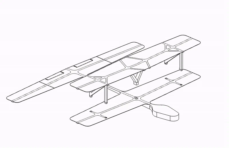 Flying Biplane v5 – Máy bay hai tầng cánh mini ném trong nhà - Image 4