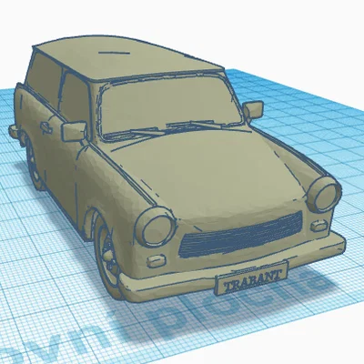 Mô hình 3D xe cổ Trabant 601 Combi chi tiết đẹp mắt