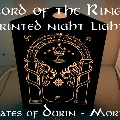 Đèn ngủ LOTR Doors of Durin (Moria) cao 8in, có liner & lỗ thoát sáng