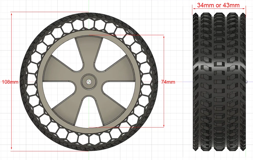 Lốp airless & mâm RC (hex 12mm) cho Tarmo5 (2 kích cỡ) - Image 2