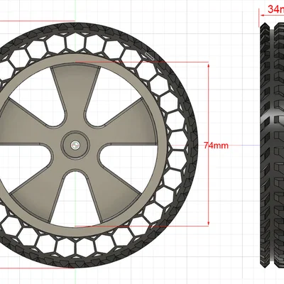 Lốp airless & mâm RC (hex 12mm) cho Tarmo5 (2 kích cỡ)
