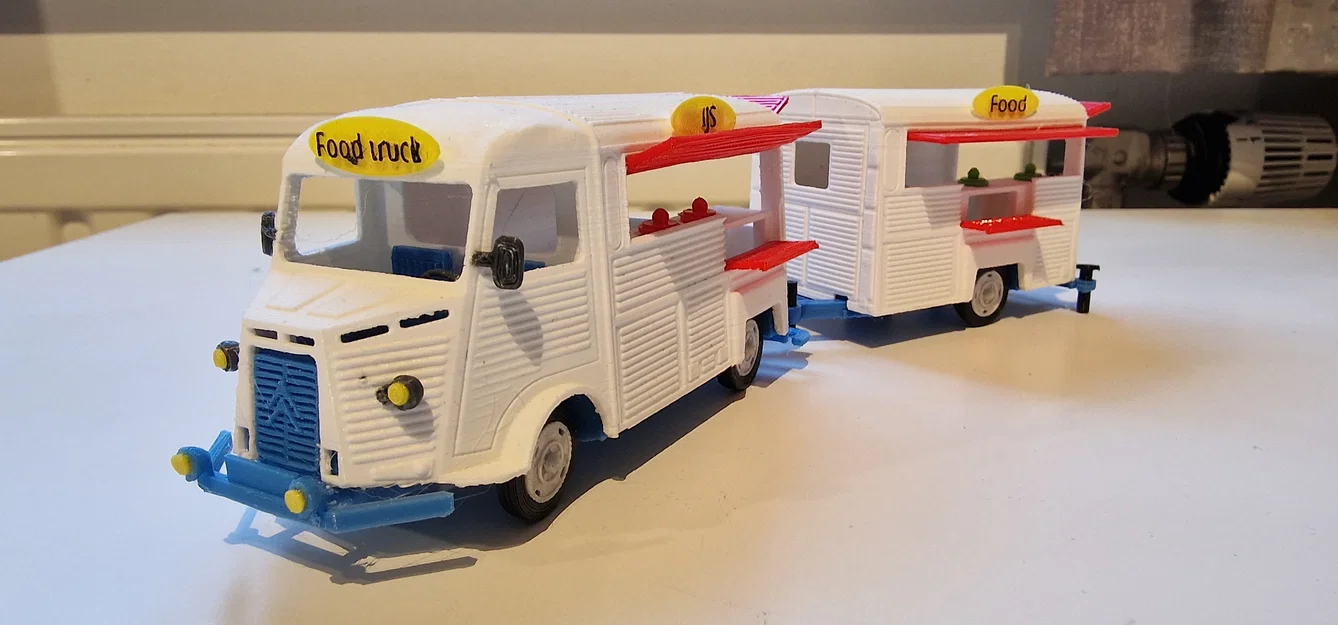 Mô hình xe cổ Citroen Type H Foodtruck 1952 in 3D chi tiết - Image 1