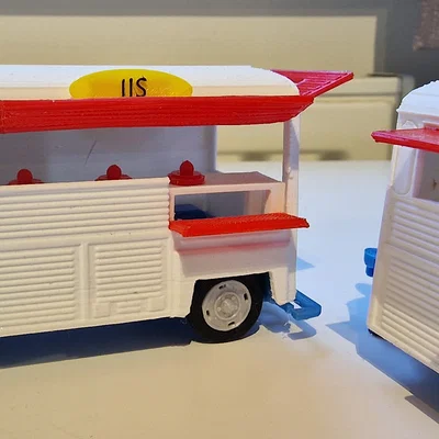 Mô hình xe cổ Citroen Type H Foodtruck 1952 in 3D chi tiết