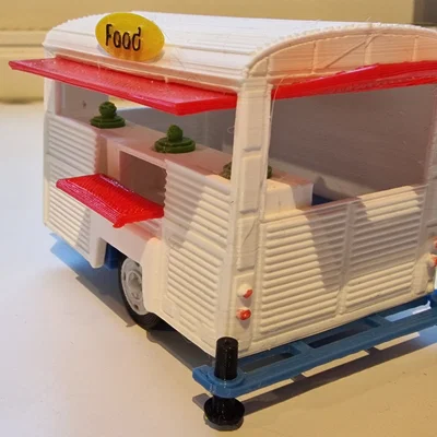 Mô hình xe cổ Citroen Type H Foodtruck 1952 in 3D chi tiết