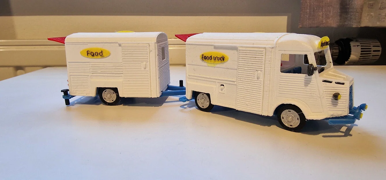 Mô hình xe cổ Citroen Type H Foodtruck 1952 in 3D chi tiết - Image 4