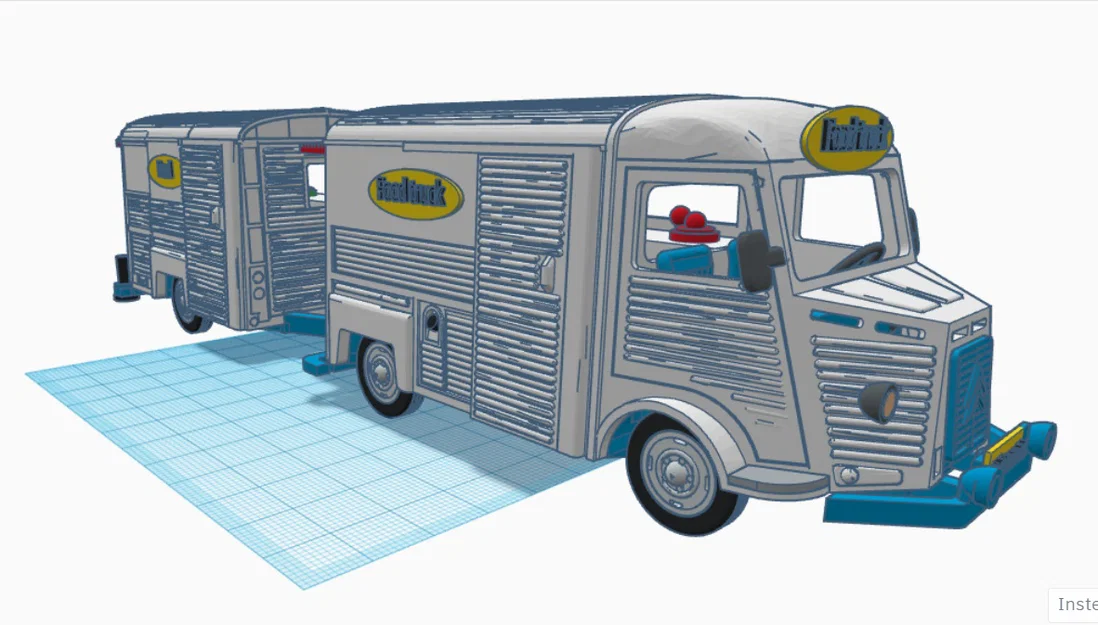 Mô hình xe cổ Citroen Type H Foodtruck 1952 in 3D chi tiết - Image 9