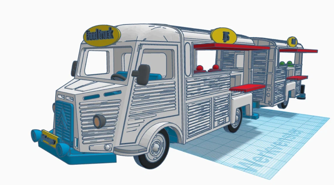 Mô hình xe cổ Citroen Type H Foodtruck 1952 in 3D chi tiết - Image 12