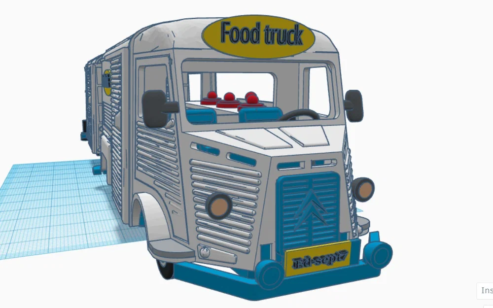 Mô hình xe cổ Citroen Type H Foodtruck 1952 in 3D chi tiết - Image 14