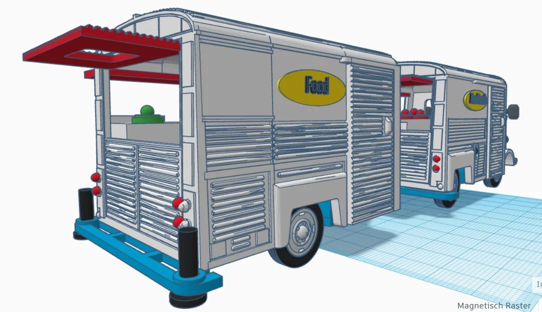 Mô hình xe cổ Citroen Type H Foodtruck 1952 in 3D chi tiết - Image 16