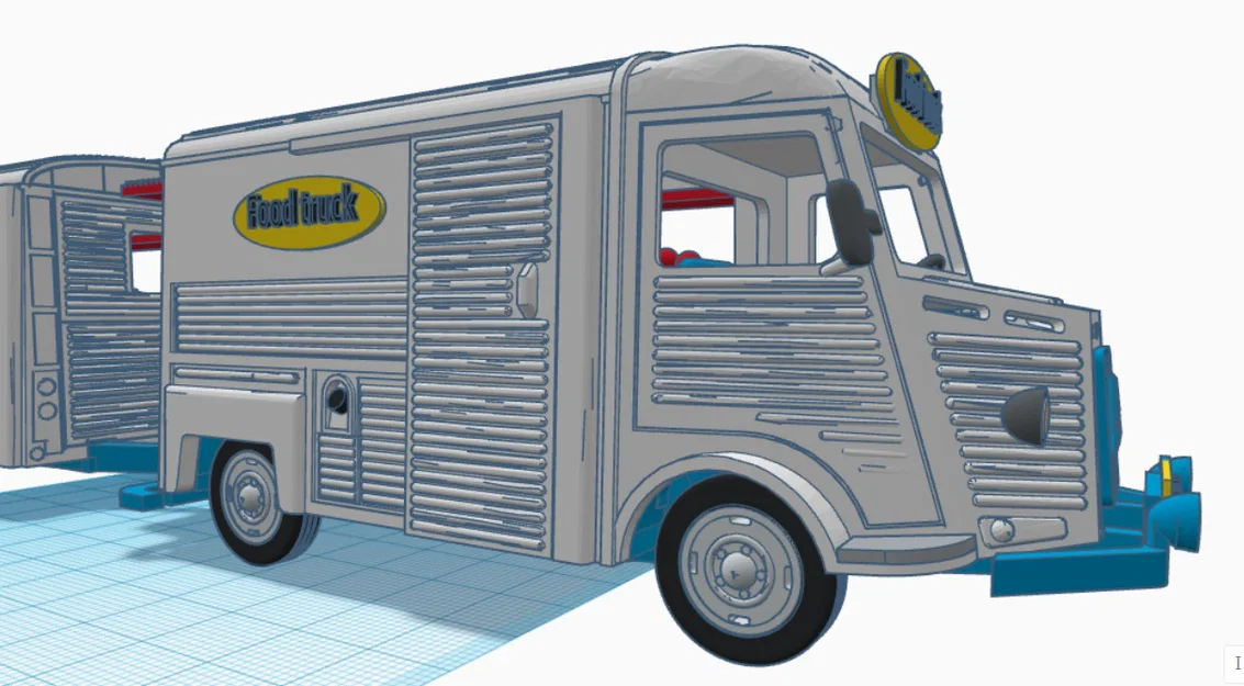 Mô hình xe cổ Citroen Type H Foodtruck 1952 in 3D chi tiết - Image 18