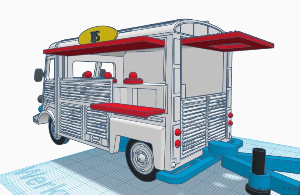 Mô hình xe cổ Citroen Type H Foodtruck 1952 in 3D chi tiết - Image 20