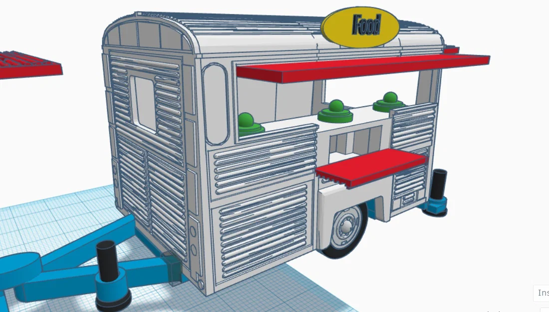 Mô hình xe cổ Citroen Type H Foodtruck 1952 in 3D chi tiết - Image 21