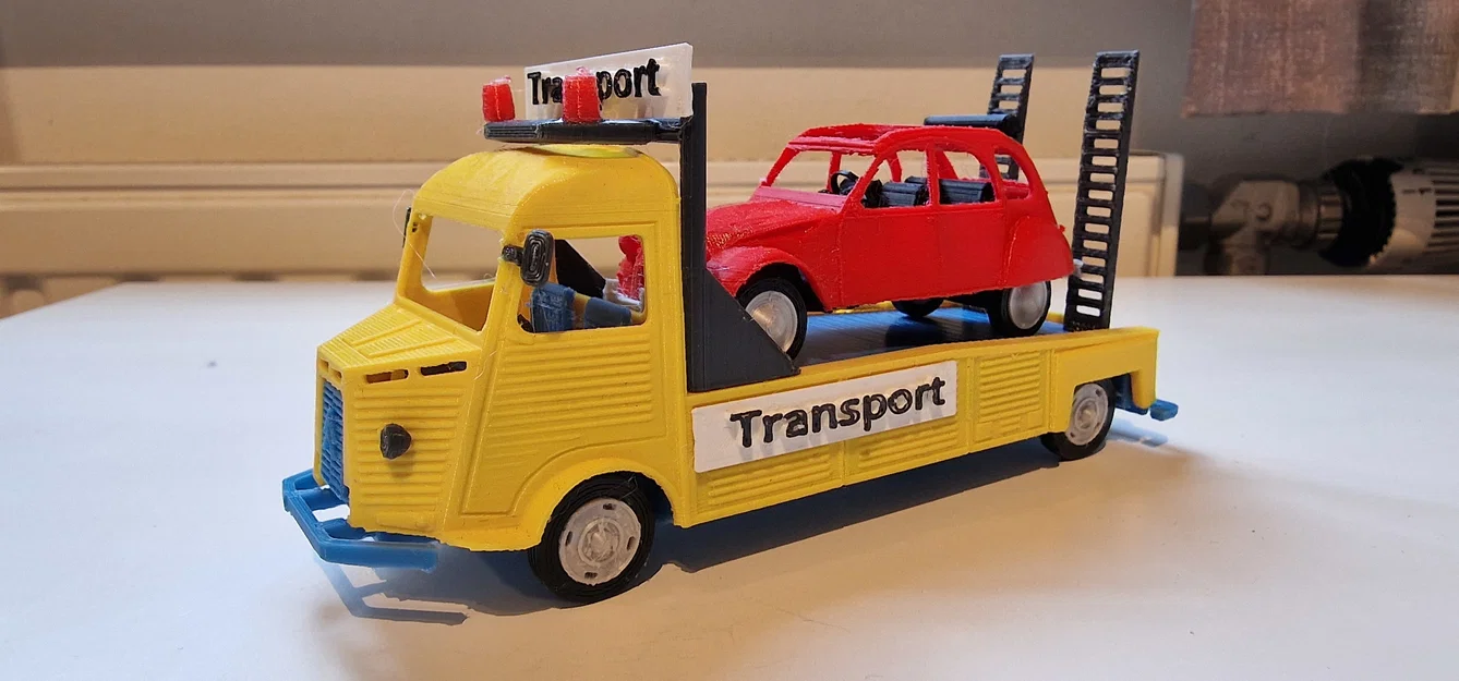Mô hình xe tải Citroen Type H Transporter 1952 kèm xe 2CV in 3D - Image 1