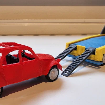 Mô hình xe tải Citroen Type H Transporter 1952 kèm xe 2CV in 3D