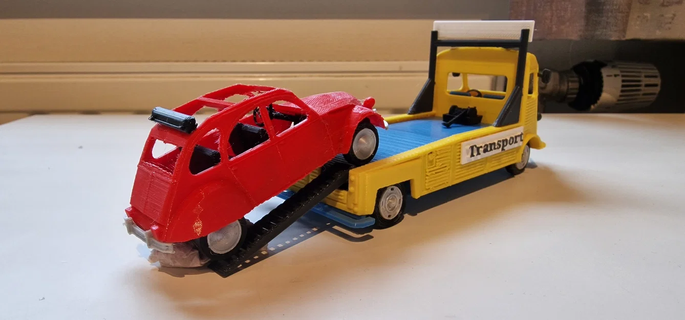 Mô hình xe tải Citroen Type H Transporter 1952 kèm xe 2CV in 3D - Image 4