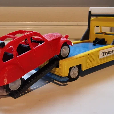 Mô hình xe tải Citroen Type H Transporter 1952 kèm xe 2CV in 3D