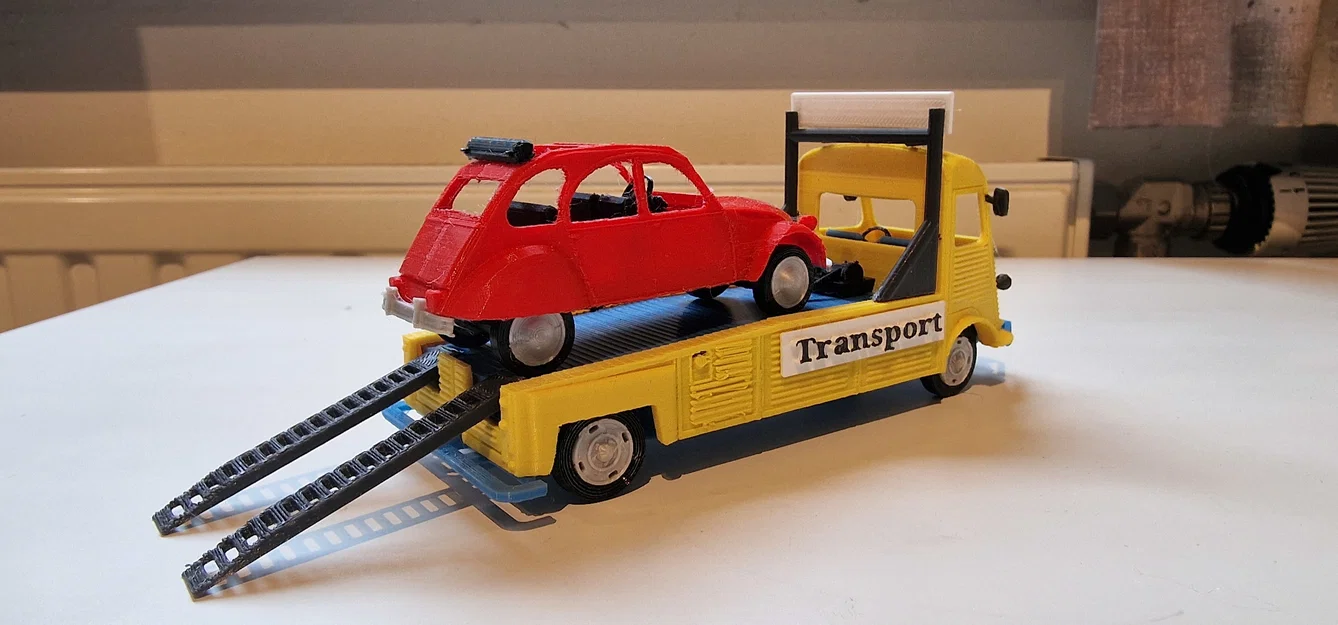 Mô hình xe tải Citroen Type H Transporter 1952 kèm xe 2CV in 3D - Image 5