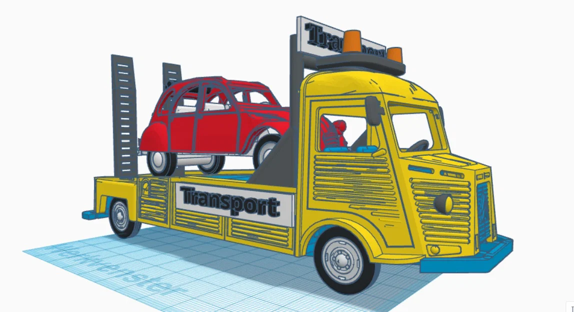 Mô hình xe tải Citroen Type H Transporter 1952 kèm xe 2CV in 3D - Image 18