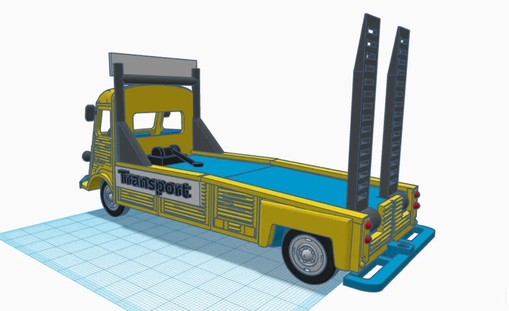 Mô hình xe tải Citroen Type H Transporter 1952 kèm xe 2CV in 3D - Image 19