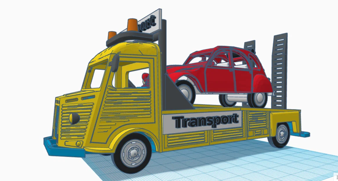 Mô hình xe tải Citroen Type H Transporter 1952 kèm xe 2CV in 3D - Image 22