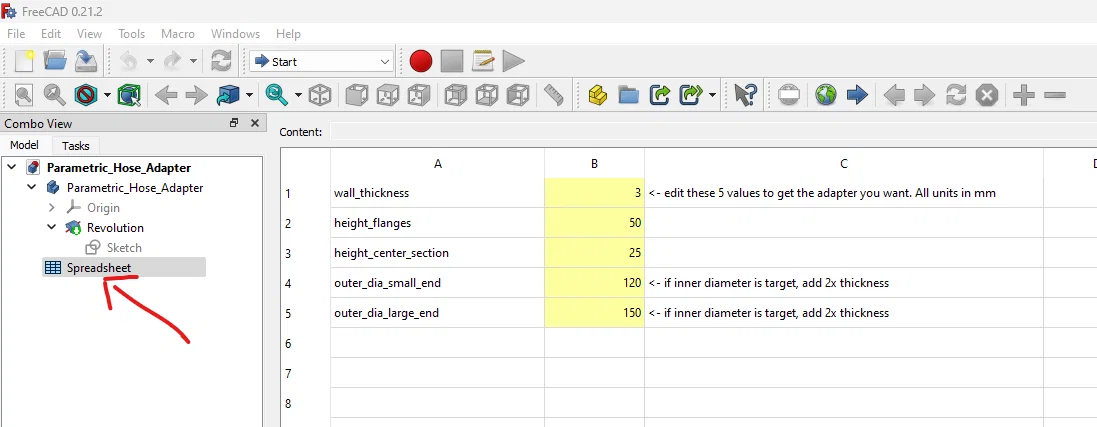 Đầu chuyển ống hút bụi dạng tham số (Parametric) [FreeCAD] - Image 4