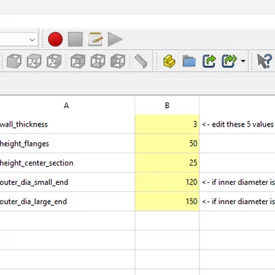 Đầu chuyển ống hút bụi dạng tham số (Parametric) [FreeCAD]