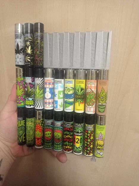 Khay treo tường đựng 9 bật lửa Clipper (Clipper holder) in 3D - Image 5