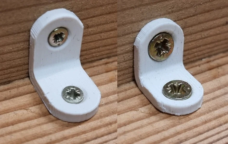 Tay đỡ chữ L bo tròn, lỗ countersunk tùy chỉnh (.scad) - Image 1