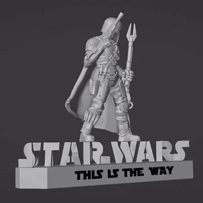 Mô hình 3D nhân vật Mandalorian kèm bệ đỡ biến hình độc đáo