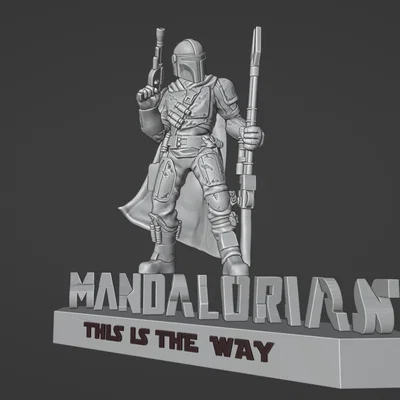 Mô hình 3D nhân vật Mandalorian kèm bệ đỡ biến hình độc đáo
