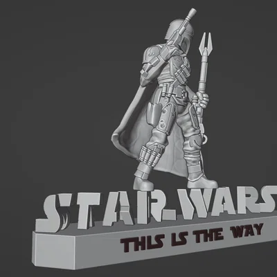 Mô hình 3D nhân vật Mandalorian kèm bệ đỡ biến hình độc đáo