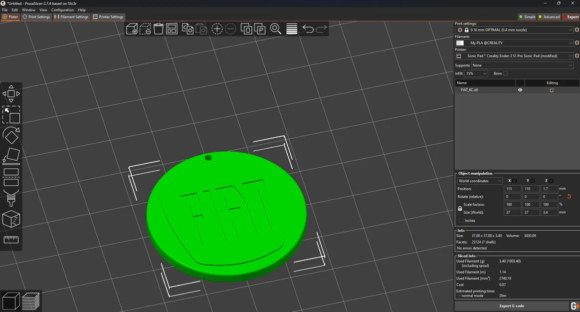 Móc khóa FIAT (FIAT key chain) - file in 3D - Image 4