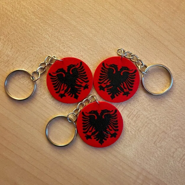 Móc khóa cờ Albania (Albanian flag key chain) - Image 1
