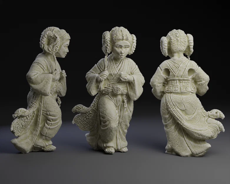 Mô hình 3D Princess Leia Netsuke phong cách Nhật Bản độc đáo - Image 1
