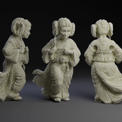 Mô hình 3D Princess Leia Netsuke phong cách Nhật Bản độc đáo