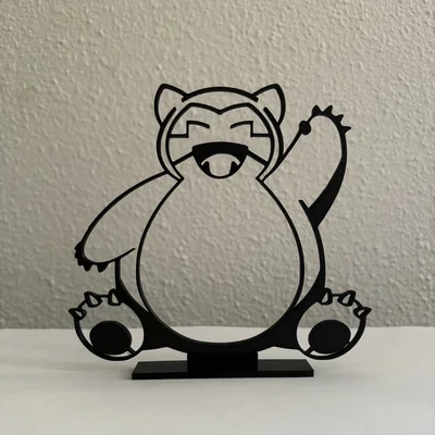 Mô hình trang trí Snorlax Pokemon Line Art in 3D cực xinh
