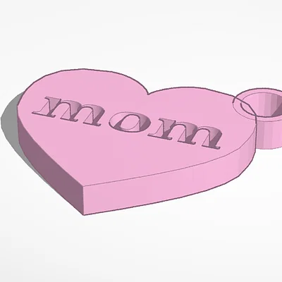 Mặt dây chuyền hình trái tim Mom in 3D làm quà tặng mẹ ý nghĩa