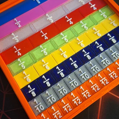 Bộ công cụ học toán phân số (Mathematical fractions) in 3D