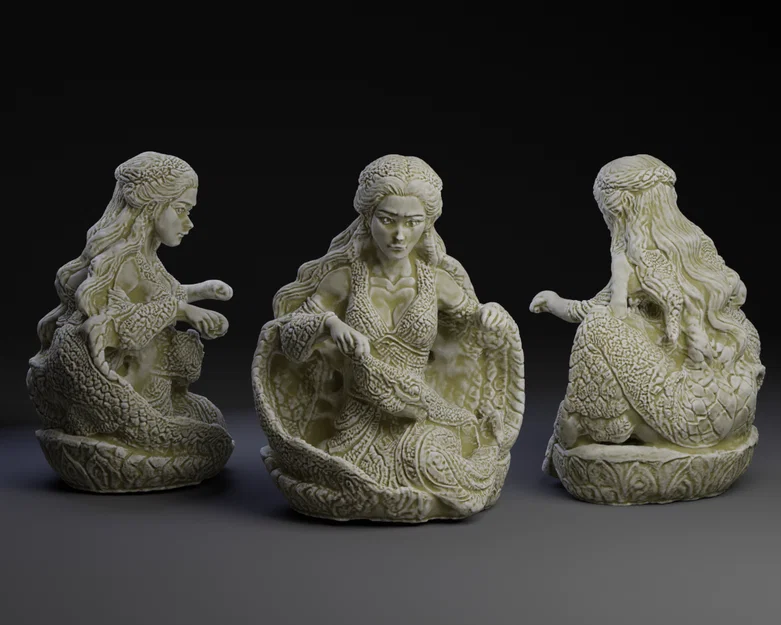 Mô hình 3D Taragaryen Netsuke - Tượng Mẹ Rồng Daenerys tinh xảo - Image 1