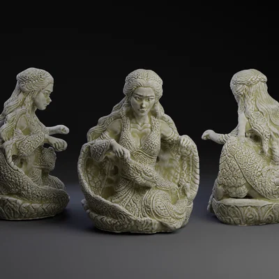 Mô hình 3D Taragaryen Netsuke - Tượng Mẹ Rồng Daenerys tinh xảo