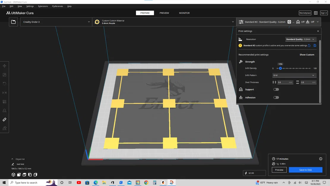 Mô hình Bed Level Test - Kiểm tra cân chỉnh bàn in 3D chuẩn xác - Image 1