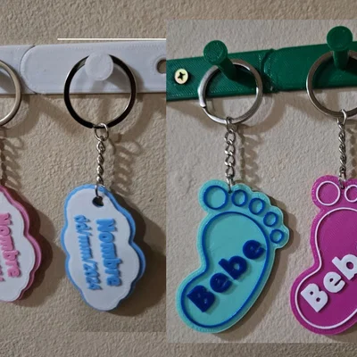 Bộ mẫu móc khóa kỷ niệm 3D xinh xắn cho tiệc Baby Shower